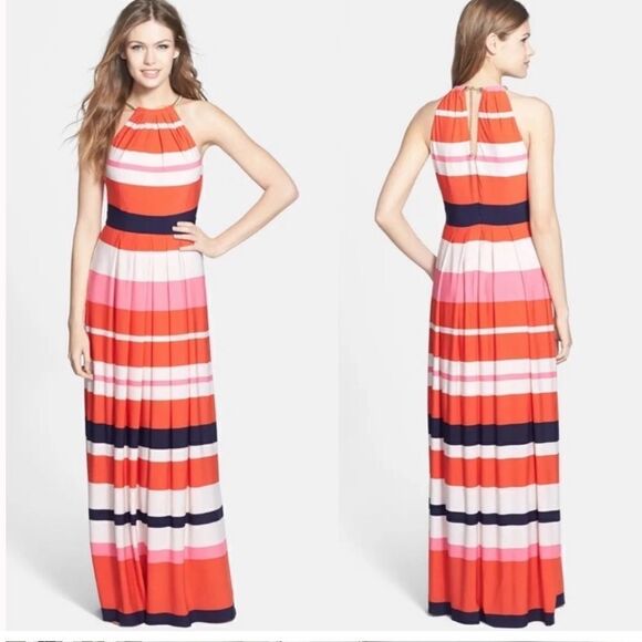 Eliza J Striped Maxi Dress 10 - Picture 1 of 9